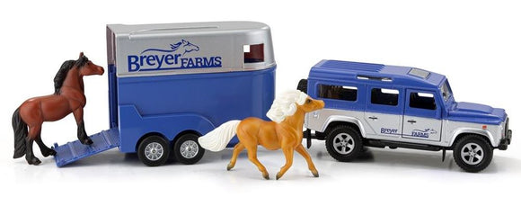 Breyer Stablemates Farms Land Rover & Tag-A-Long Trailer