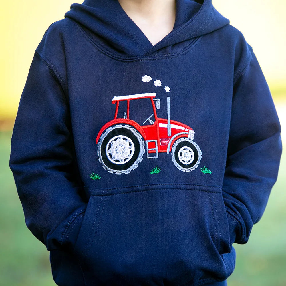 British Country Collection Big Red Tractor Childrens Hoodie Summit Grains and Saddlery